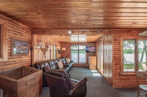 Large living area with windows towards lake!