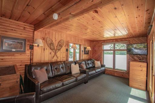 Main living area. Beautiful natural woodwork!