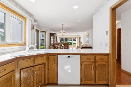Kitchen opens to dining and living room.