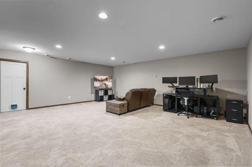 Spacious lower-level family room—endless layout options!