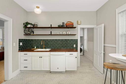 Butcher block counter tops.