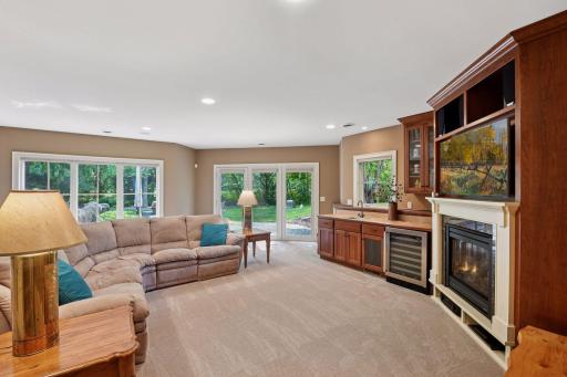 Family room in lower level walks out to patio