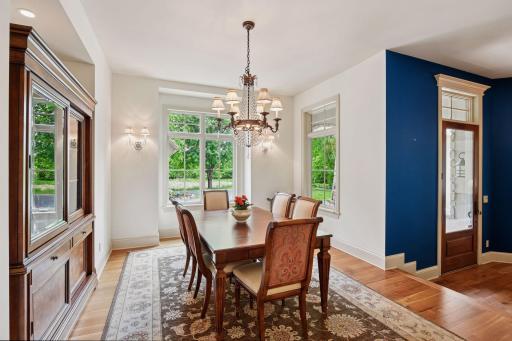 Perfectly sized dining room facing the front of the house