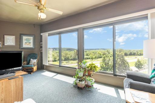 Four season porch with view of river valley and treetops!