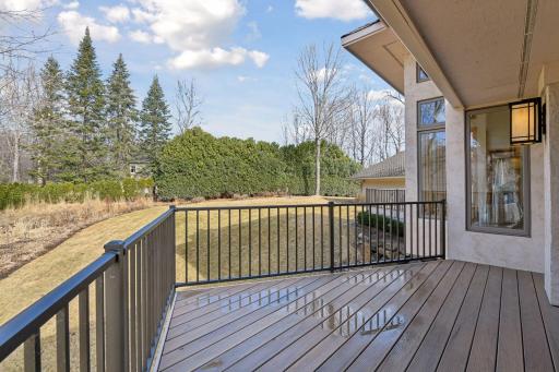The private deck offers the perfect spot to enjoy a morning coffee or good book