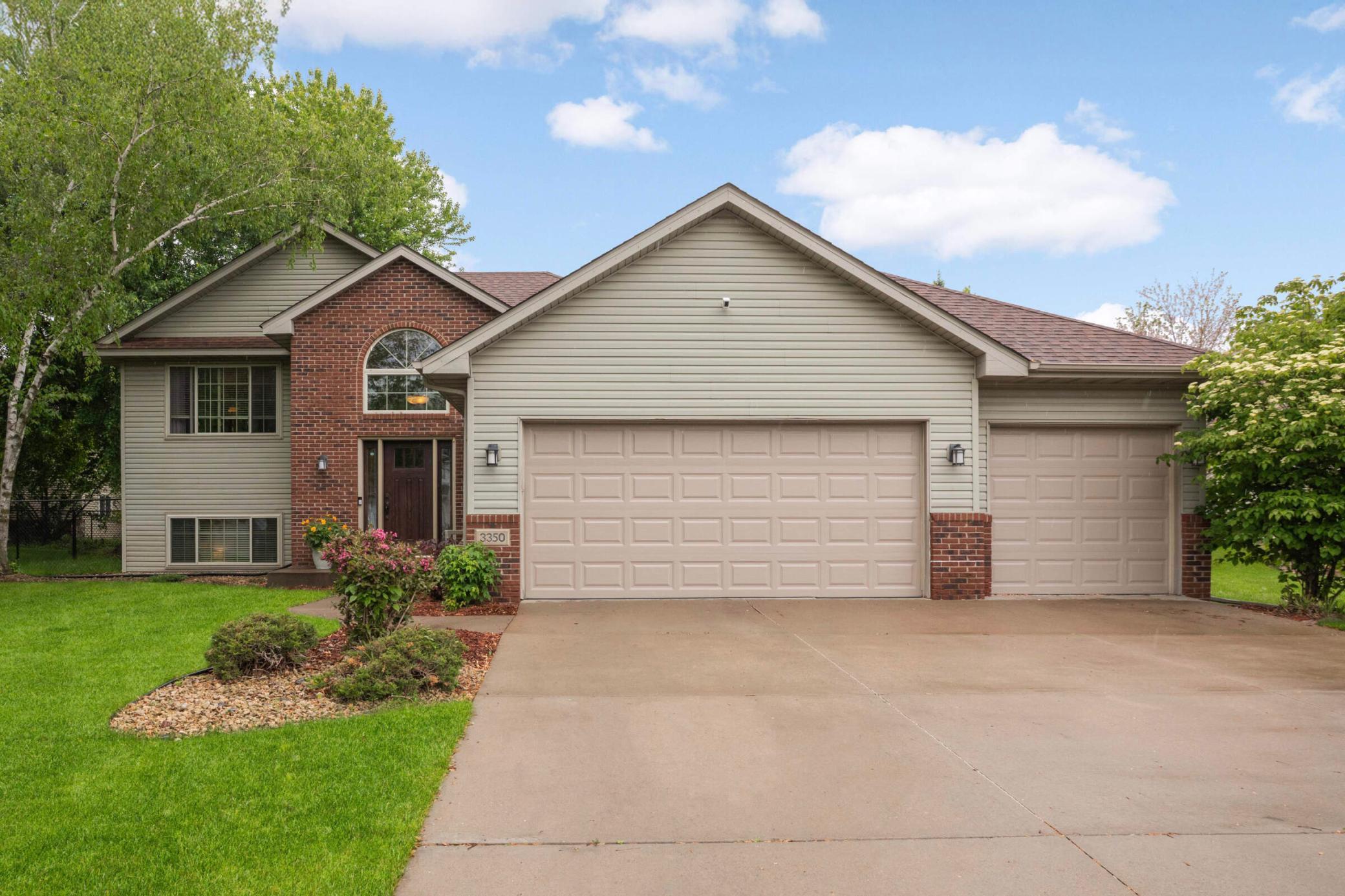 Spacious three-car garage