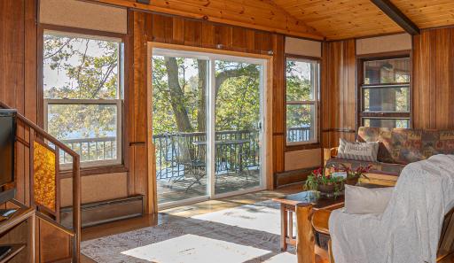 Doors leading out onto the lakeside deck