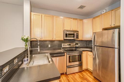 Updated kitchen with stainless appliances