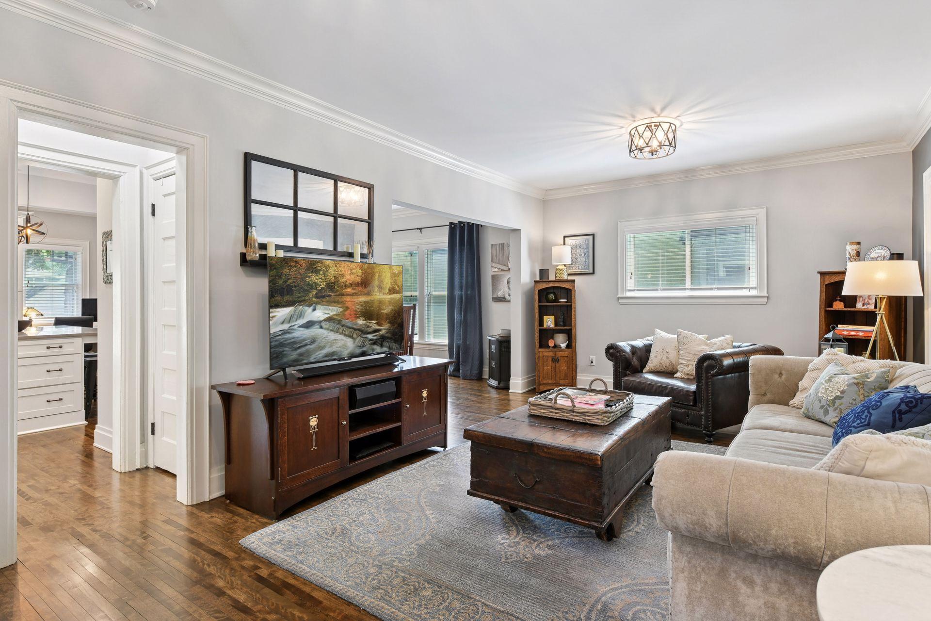 3837 Pleasant Avenue - Living Room towards Kitchen and Dining room.