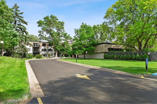 Circle drive around the pool house