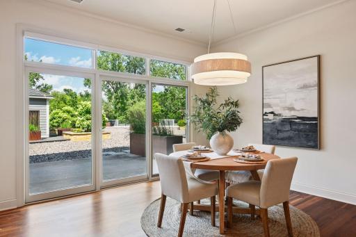 Sliding glass doors off of dining room out to private patio