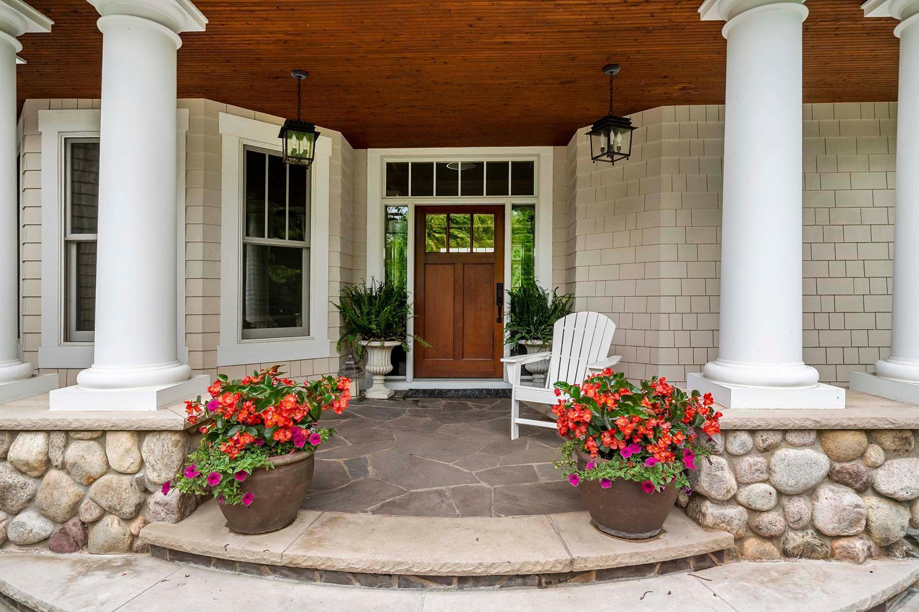 Custom stone front porch