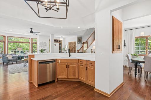 Maple cabinetry and cabinet for small appliances.