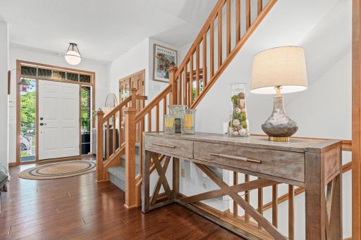 Large entry with solid 6 panel closet doors.