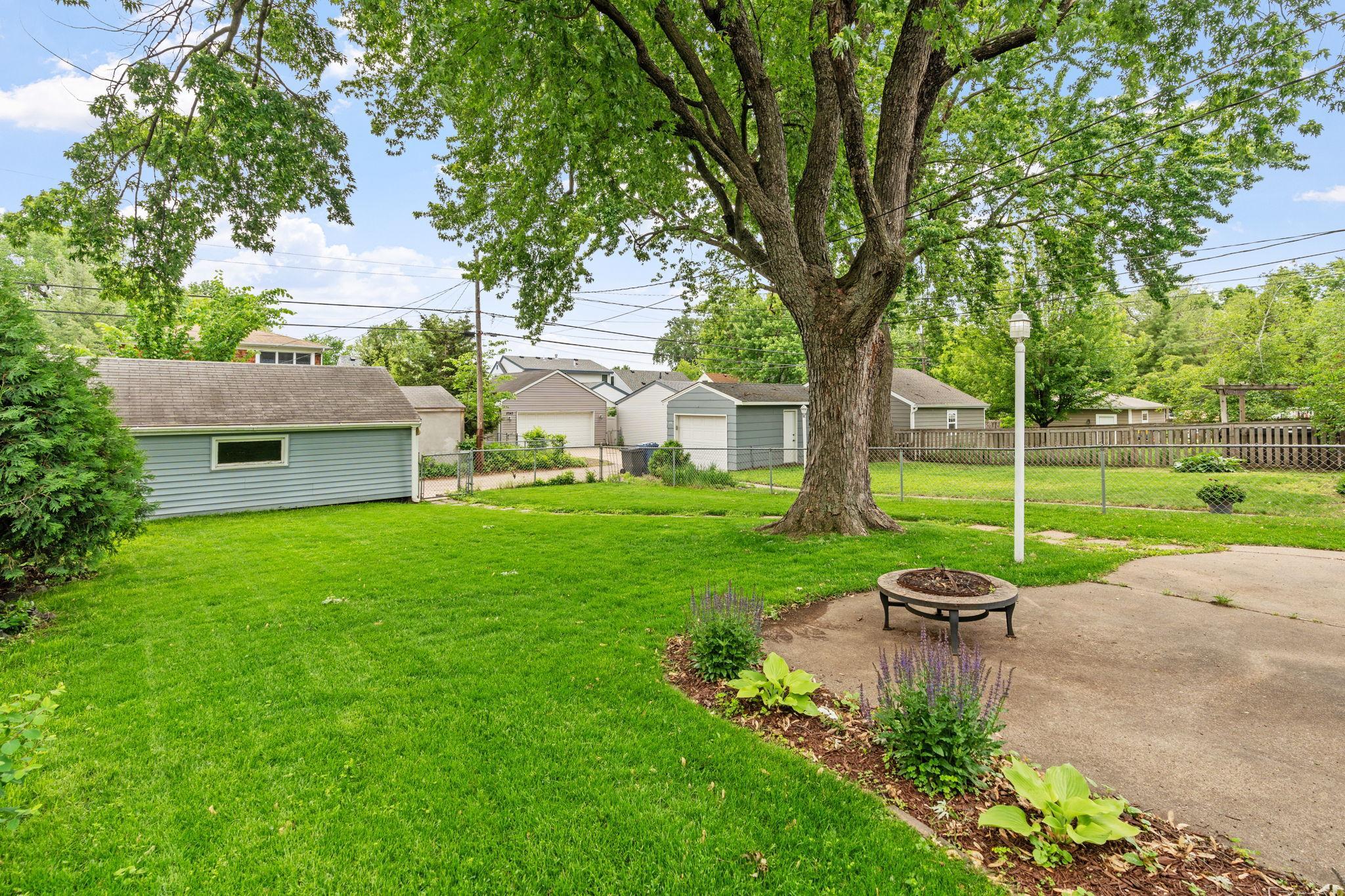 The backyard is fully fenced.