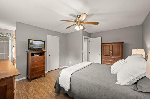 Primary suite features a huge walk-in closet. Great addition to this private ensuite.