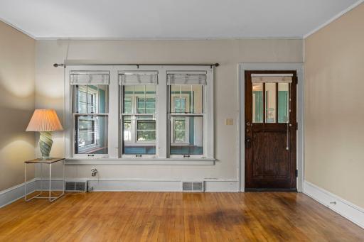 The main level unit features a three-bedroom, one bathroom layout.