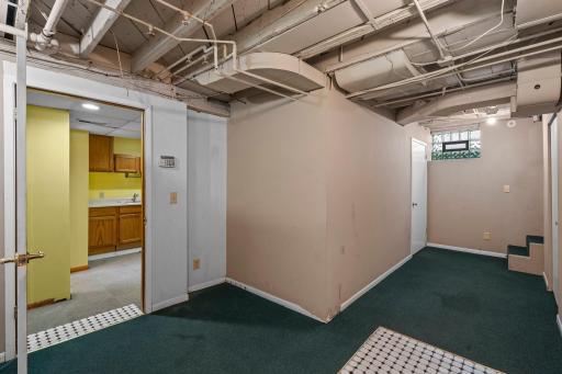 Additional finished space in the lower level offers flexibility for extra storage.