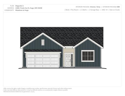 15981 Finale Ave N - Exterior Rendering. Photos and renderings may not depict actual plan, materials, & finishes may vary. All measurements are approximate.