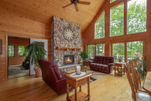 Stone gas fireplace in Living Room