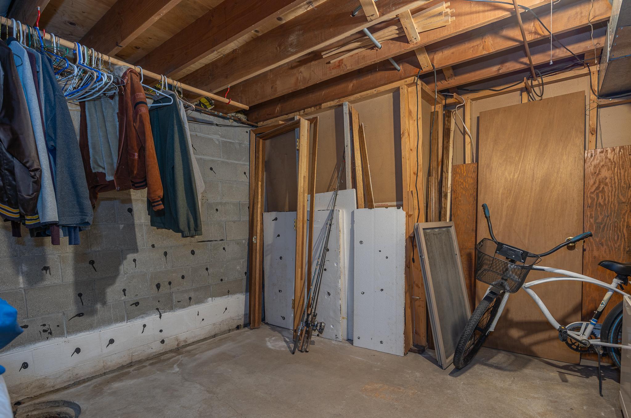 Additional storage space in lower level.
