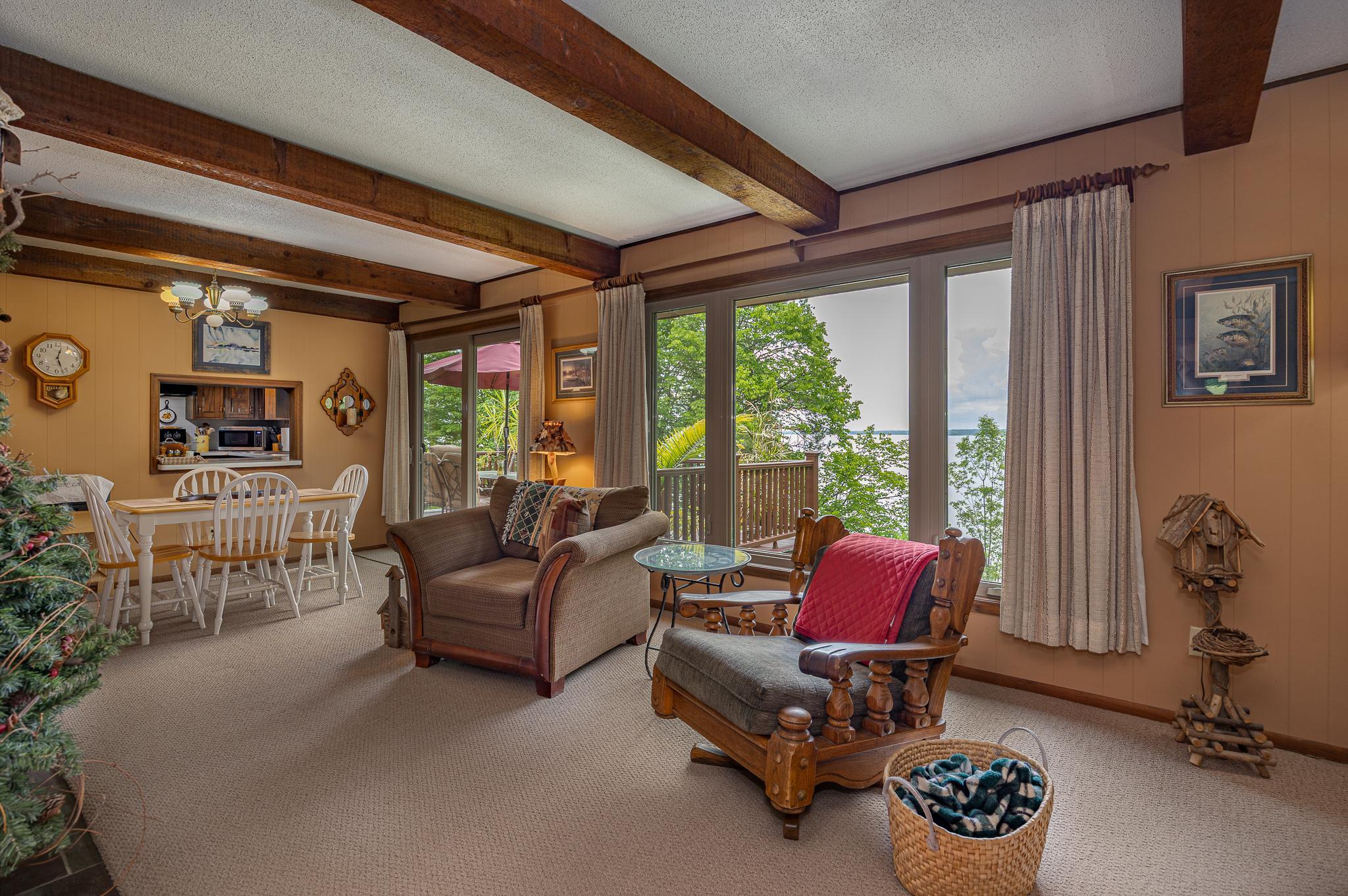 Nice wood beams in the living room.
