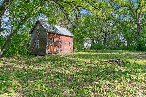 Rustic cabin in the woods. Was used as original home. Now, she-shed? Art Studio? Writer's cabin? Pool Hall? Air B & B? Possibilities limited only by your imagination.