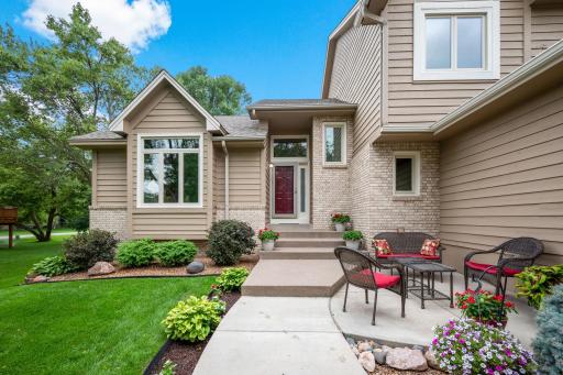 The homeowners love sitting on the front patio in the evening.