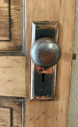 Reclaimed antique door with skeleton keyhole