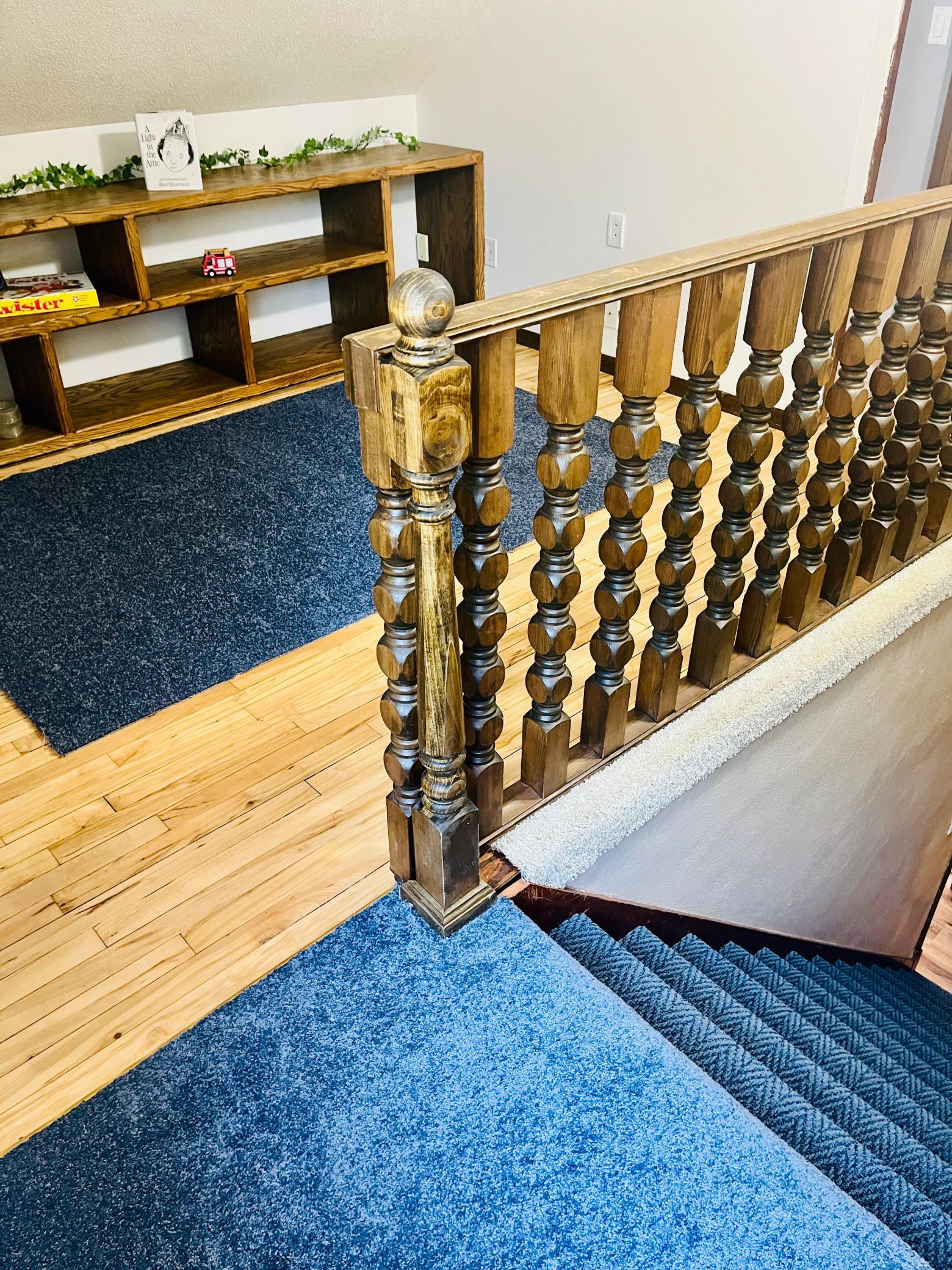 This loft fits a twinsize bed, a small desk for a study or chair for a reading nook!