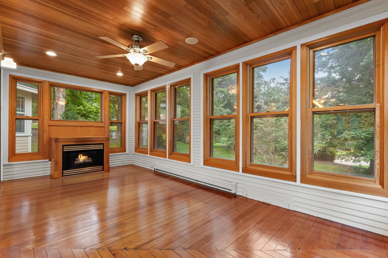 Gas Fireplace in Four Season Porch