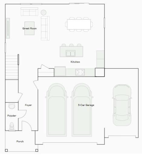 The open concept 1st floor of the Cascade.