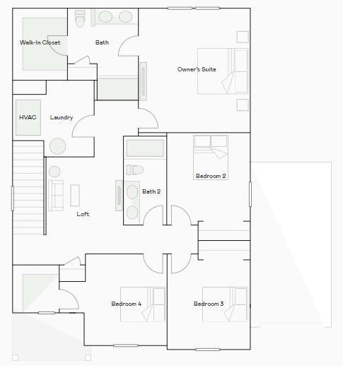 The 2nd floor is home to all 4 bedrooms, loft, and laundry.