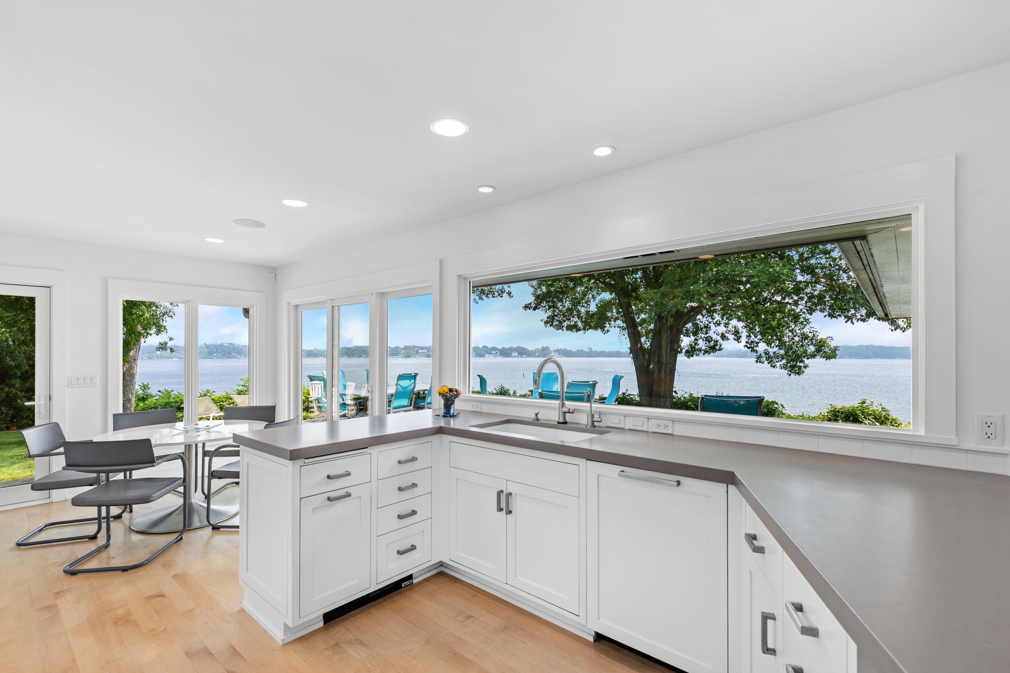 "Extra White" enameled cabinetry.