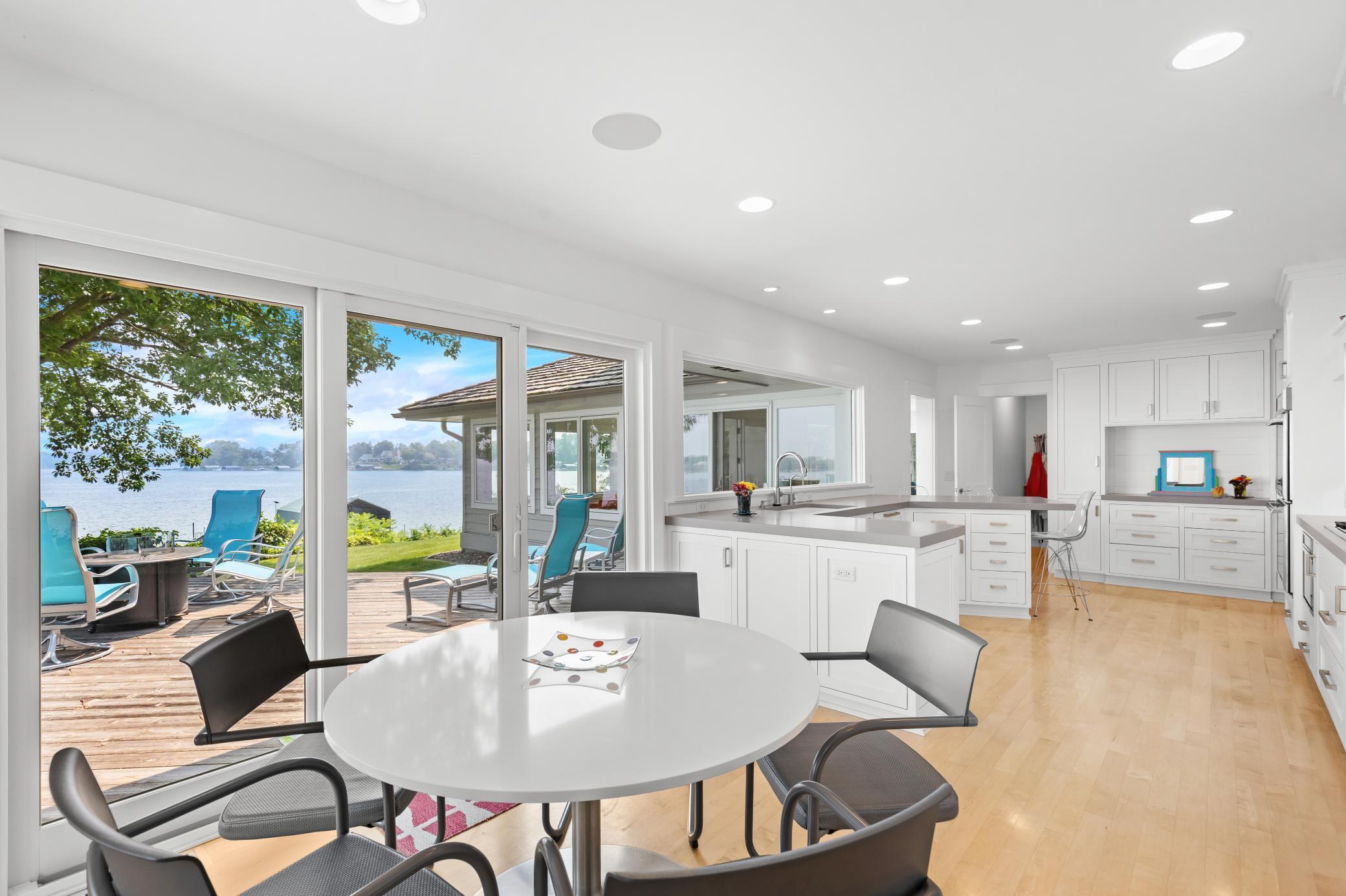 Easy lake access from kitchen and dining.