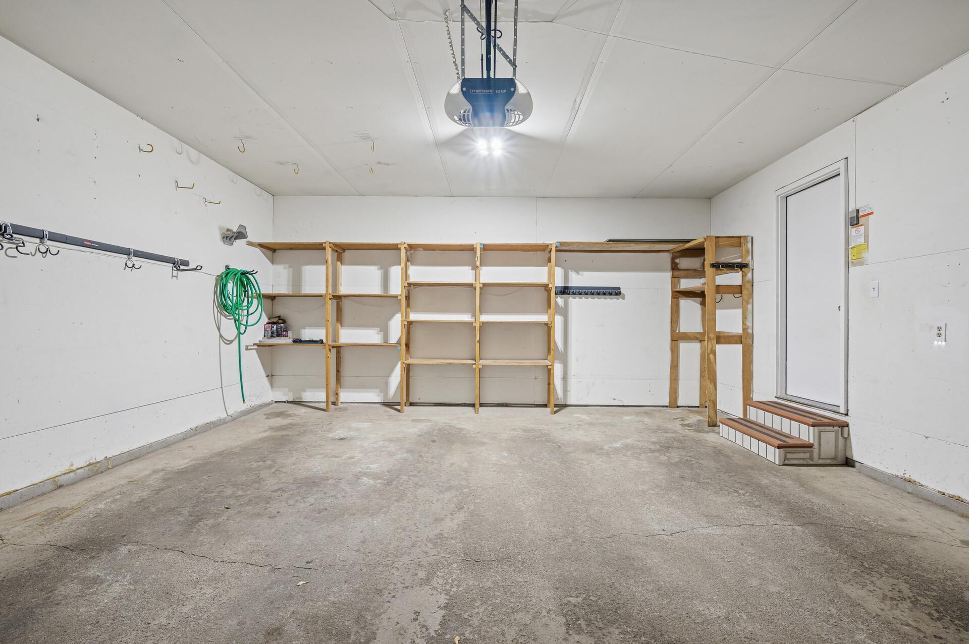 Extra storage in the 2-car garage.