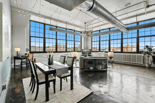 Contemporary loft with seamless open living spaces