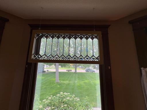 Leaded glass windows in several parts of the house