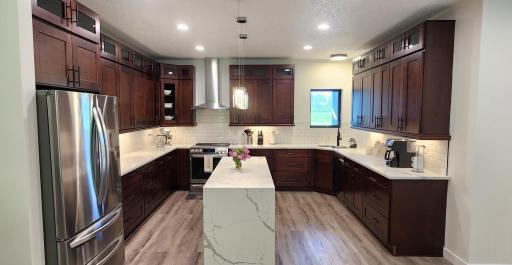 An abundant of custom birch cabinetry