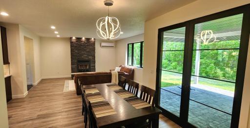 Step out to the covered patio from the dining area