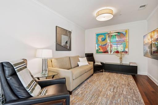 This versatile space could be used as an office, den, or even a craft room.