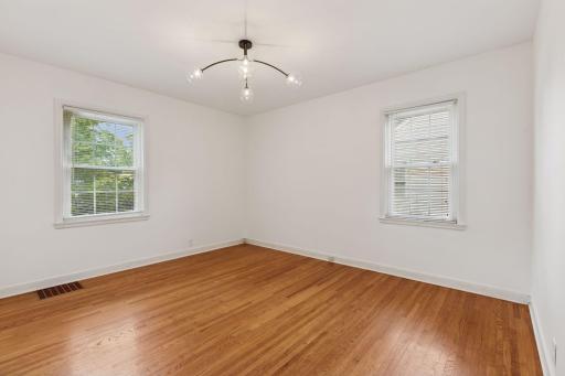 Large main floor bedroom. Two bedrooms on the main floor, third bedroom in the lower level.