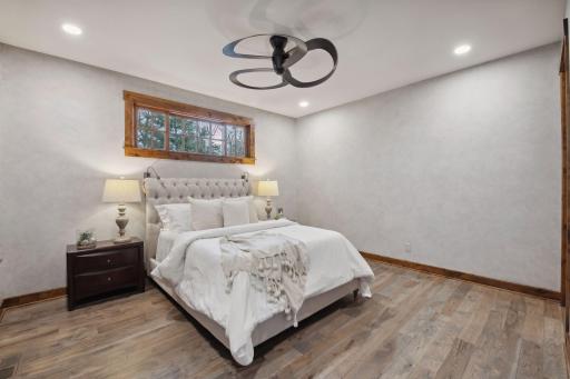 The Primary Suite is on the main level and has extra insulation between floors for a quiet night's sleep.