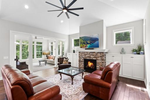 Walls of windows provide abundant natural light and peaceful views.