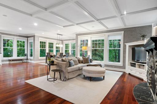 Living room enjoys spectacular natural lighting