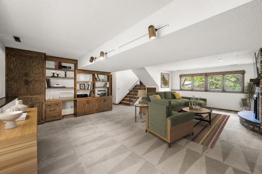 Expansive finished basement allows for plenty of configuration options. (virtually staged)