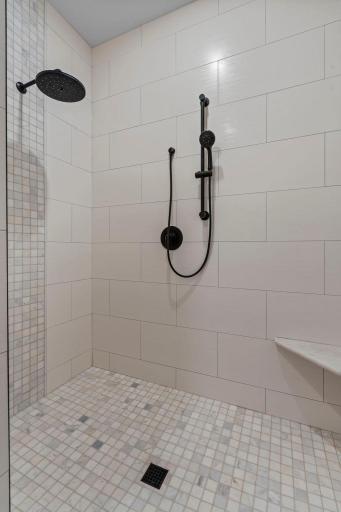 This tiled shower though! It actually has 2 shower heads and is zero entry