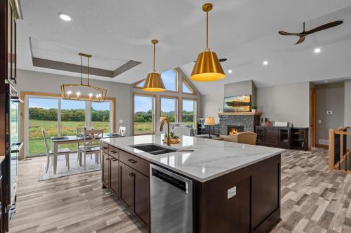 The gold accents really pop in this home!