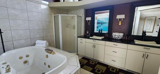Primary bathroom with jetted tub and walk-in shower