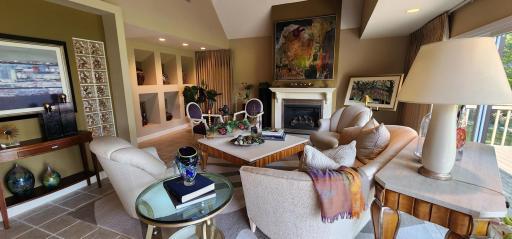 Gas burning fireplace in the living room